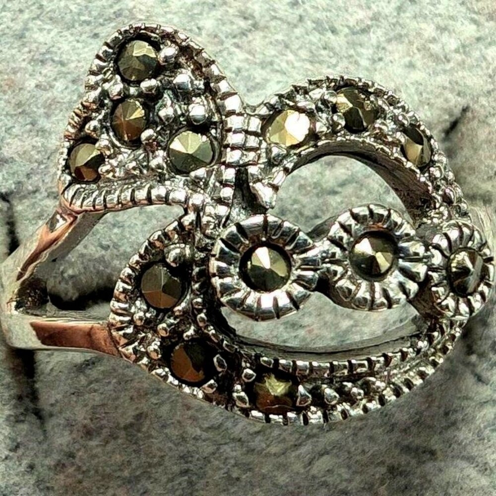 Silver Marcasite Ring Unique design.